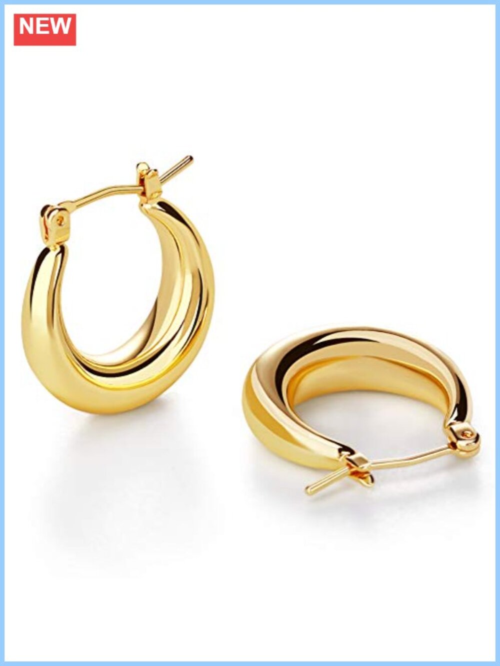 Chunky Gold Hoop Earrings for Women Hypoallergenic Stainless Steel 19mm